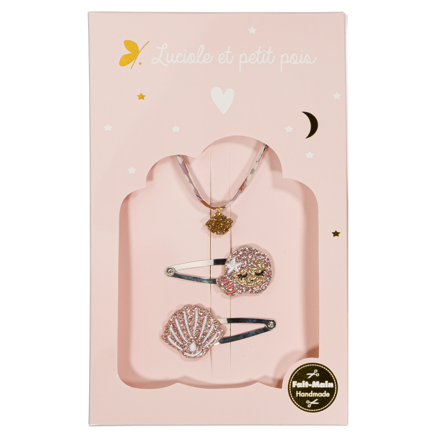 Coffret Pearly - Barrettes Pearly & Bracelet Mitsi Glycine (coquillage)